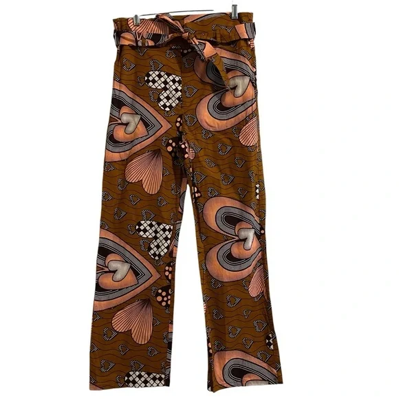 ROYAL NATIVE Hand Made Heart Motif Izzy Belted Pants
